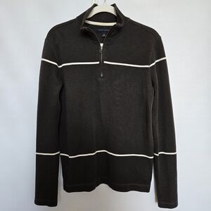 BANANA REPUBLIC SWEATER MENS PULLOVER 1/4 ZIP MOCK NECK DARK OLIVE-GREEN (S)